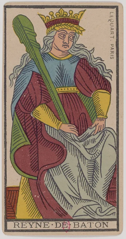 Reine de Bâtons — Tarot de Marseille
