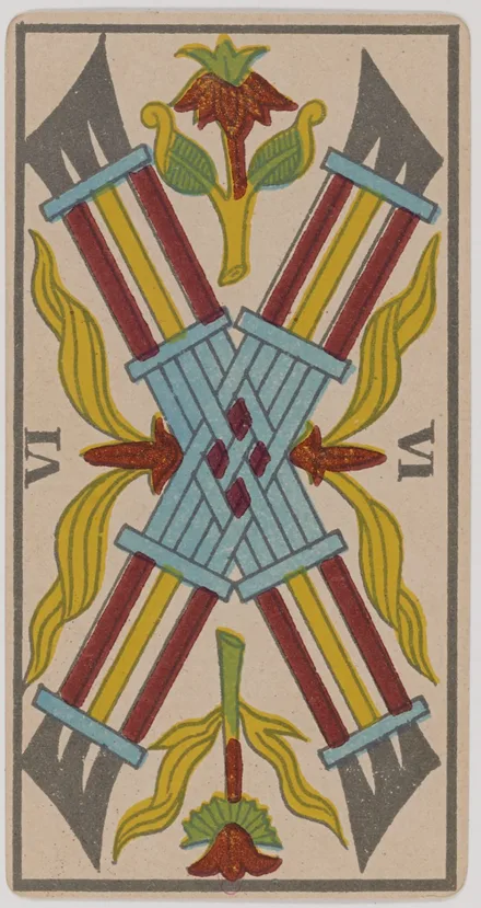 Six de Bâtons — Tarot de Marseille