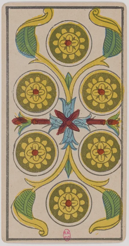 Six de Deniers — Tarot de Marseille